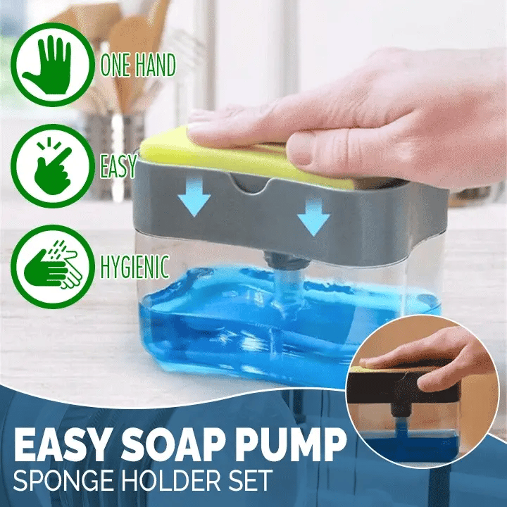 Countertop Kitchen Soap Dispenser with Sponge Holder & ABS Plastic Soap Pump for Easy Dishwashing