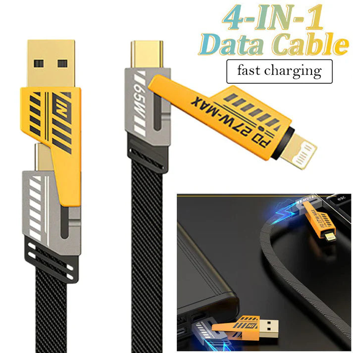 4-in-1 Multi USB Charging Cable – USB-C to USB-C, USB-C to Lightning, USB-A to USB-C, USB-A to Lightning | Fast PD Charger Cord for iPhone, iPad, Samsung, MacBook, Android Devices