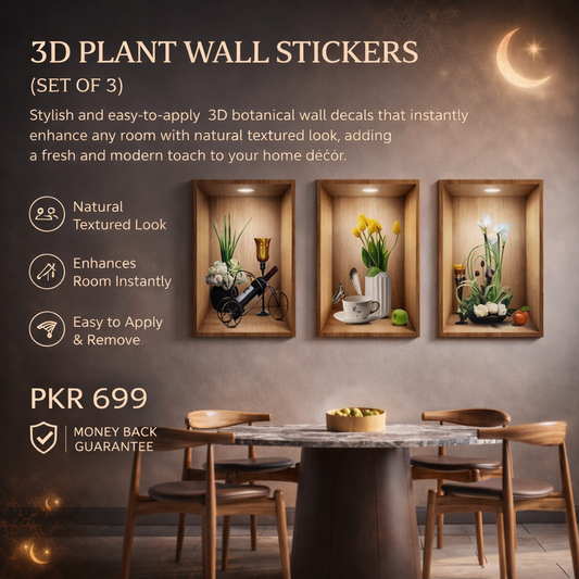 3D Plant Wall Stickers (Set of 3)