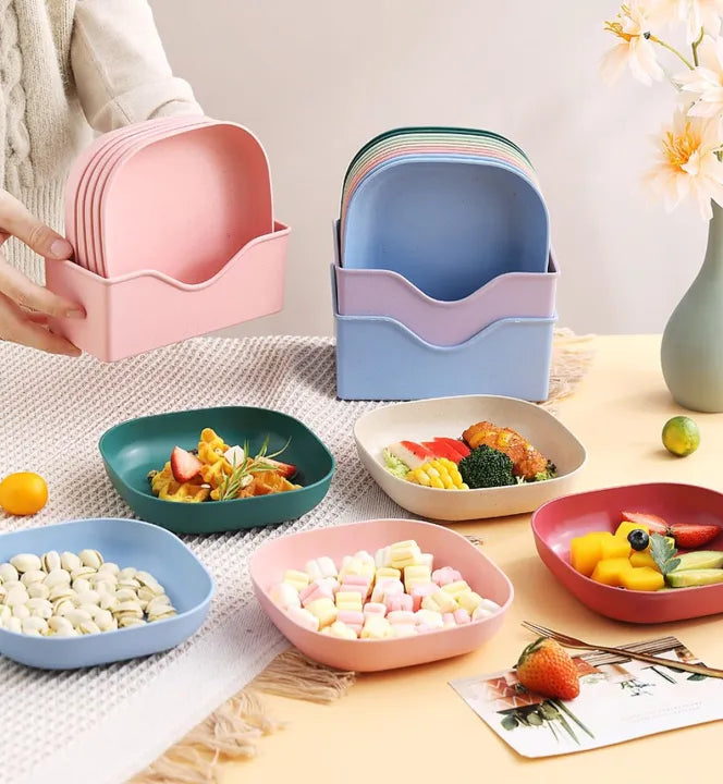 Dish Plate Set with Holders for your dining setup with Colorful, Unbreakable Plates