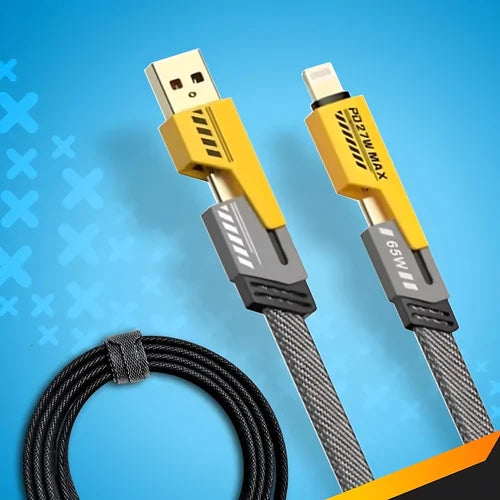 4-in-1 Multi USB Charging Cable – USB-C to USB-C, USB-C to Lightning, USB-A to USB-C, USB-A to Lightning | Fast PD Charger Cord for iPhone, iPad, Samsung, MacBook, Android Devices