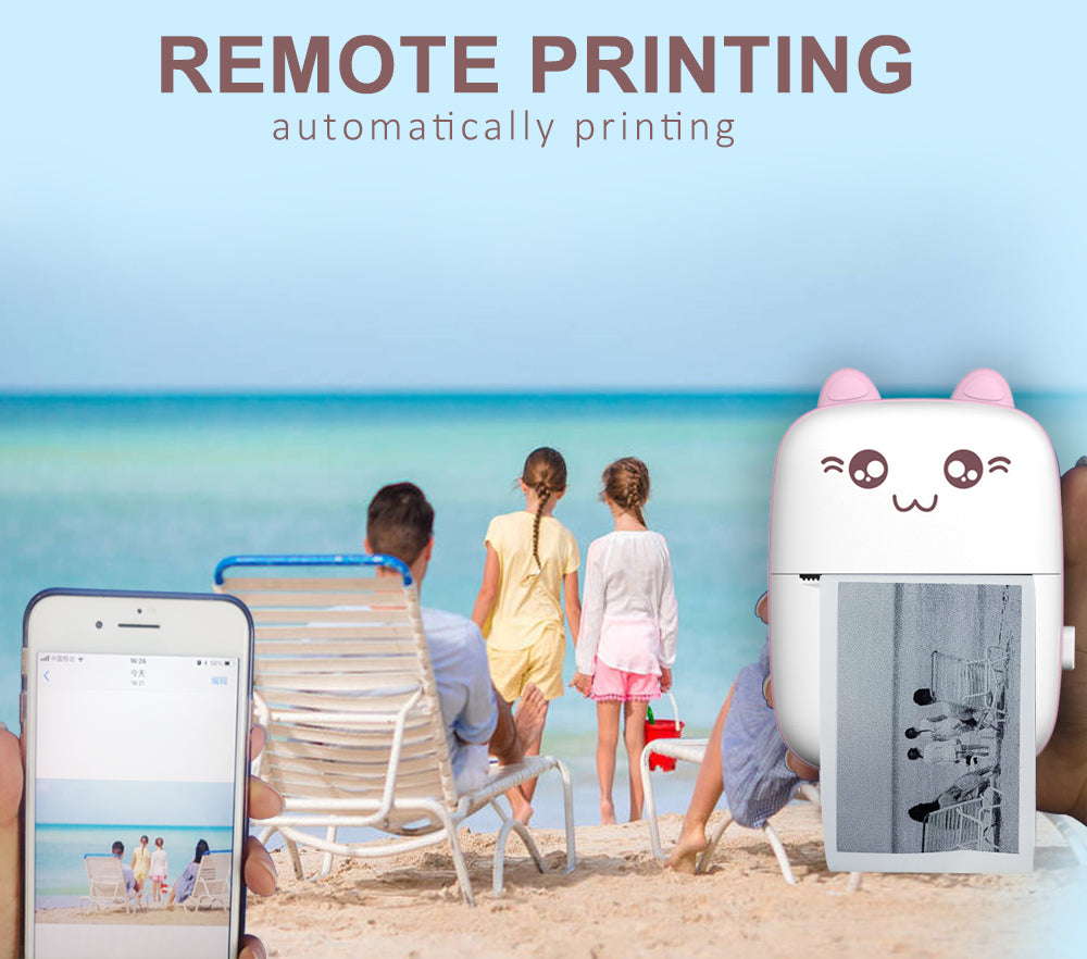 Imported Mini Portable Bluetooth Thermal Printer in Pocket Size for Black and White Ink Less Printing for Creating Adhesive Label and Stickers