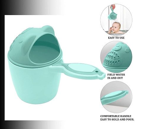 Cartoon Shaped Baby Bath Mug Shower and Holder
