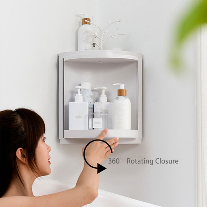 360 Degree Plastic Single and Double Layer Rotatable Corner Cabinet For Home Use