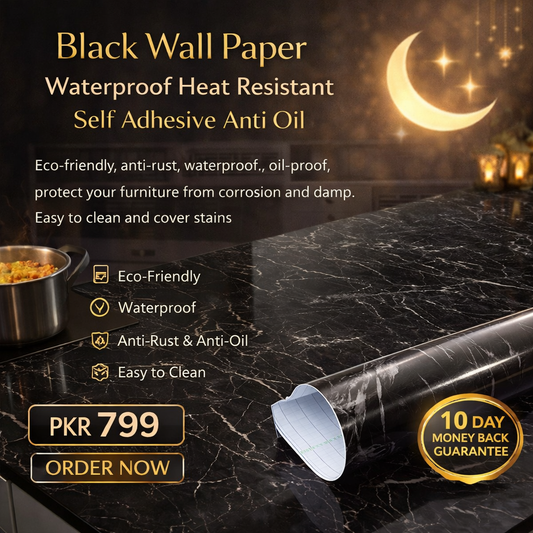 Black Wall Paper Waterproof Heat Resistant Self Adhesive Anti Oil Kitchen Wallpaper Marble Sheet