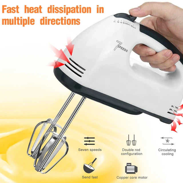 Imported Electric 7 Speed Hand Mixer with 4 Pieces Stainless Blender for Making Cake, Cream Mix, Food Blender and Beater for Kitchen