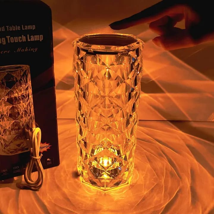 Crystal Table Lamp – 16 Color Touch & USB Powered!