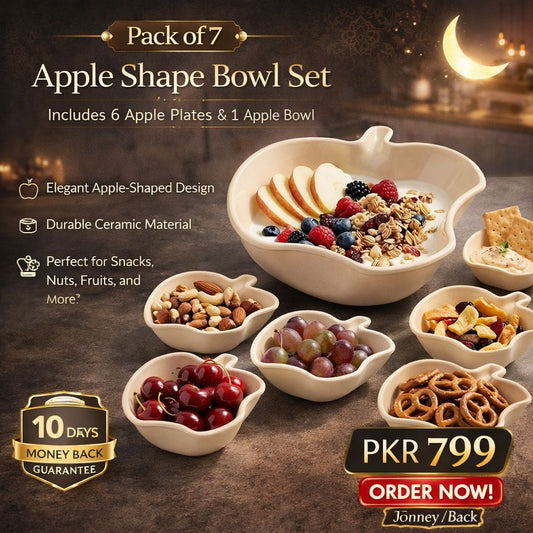 Apple Bowl Set 7 in 1 – Premium Serving Bowls for Snacks, Fruits & Dips