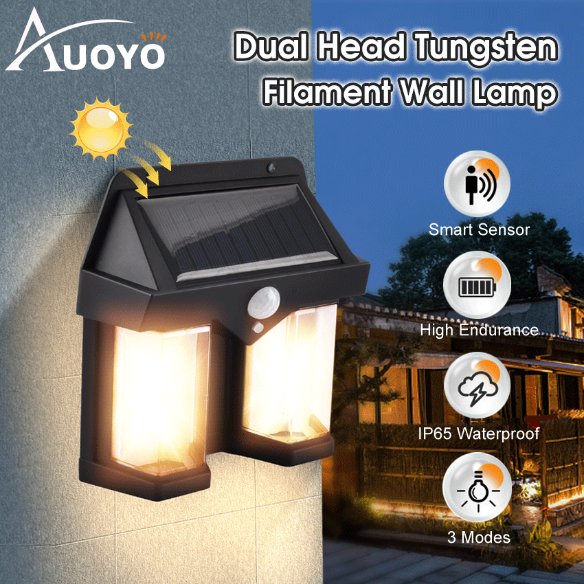 Dual Solar Motion Sensor Light Waterproof IP65 with Remote for Outdoor Home Garden Wall Compound Entrance Automatic Lamp