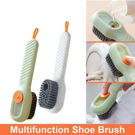 (Pack of 2) Multifunctional Easy to Use Press Liquid Brush with Soap Dispenser for Cleaning Shoes Clothes Laundry Household Use in Bathroom Kitchen